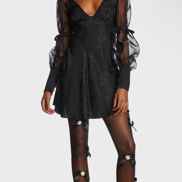 NWT 🍋 For Love & Lemons Gabrielle Puff Sleeve Mini Dress - Picture 3 of 6